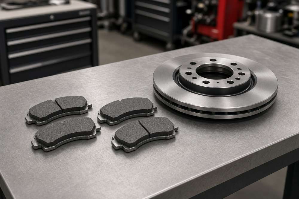 New brake pads and a rotor