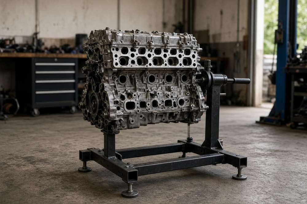 Engine on a stand for rebuild
